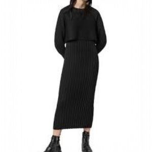 AllSaints Tarun Sweater Dress L Ribbed Black